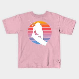 Kitesurfing Female Rider Silhouette Retro Sunset Kids T-Shirt